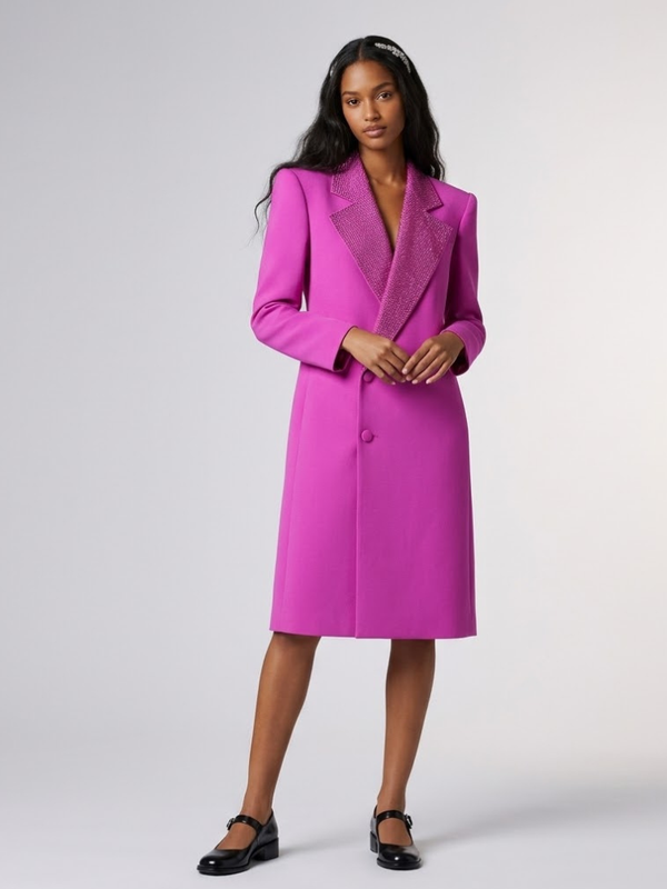 NOLITA Crystal Rever Long Blazer Coat | BYMANYC ® New York Luxury-0