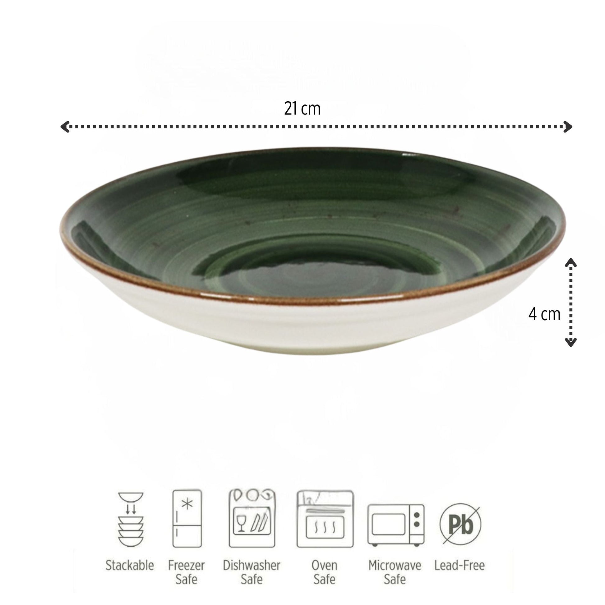 Porcelain Pasta Plates Pebble Pistachio Green 21cm-2