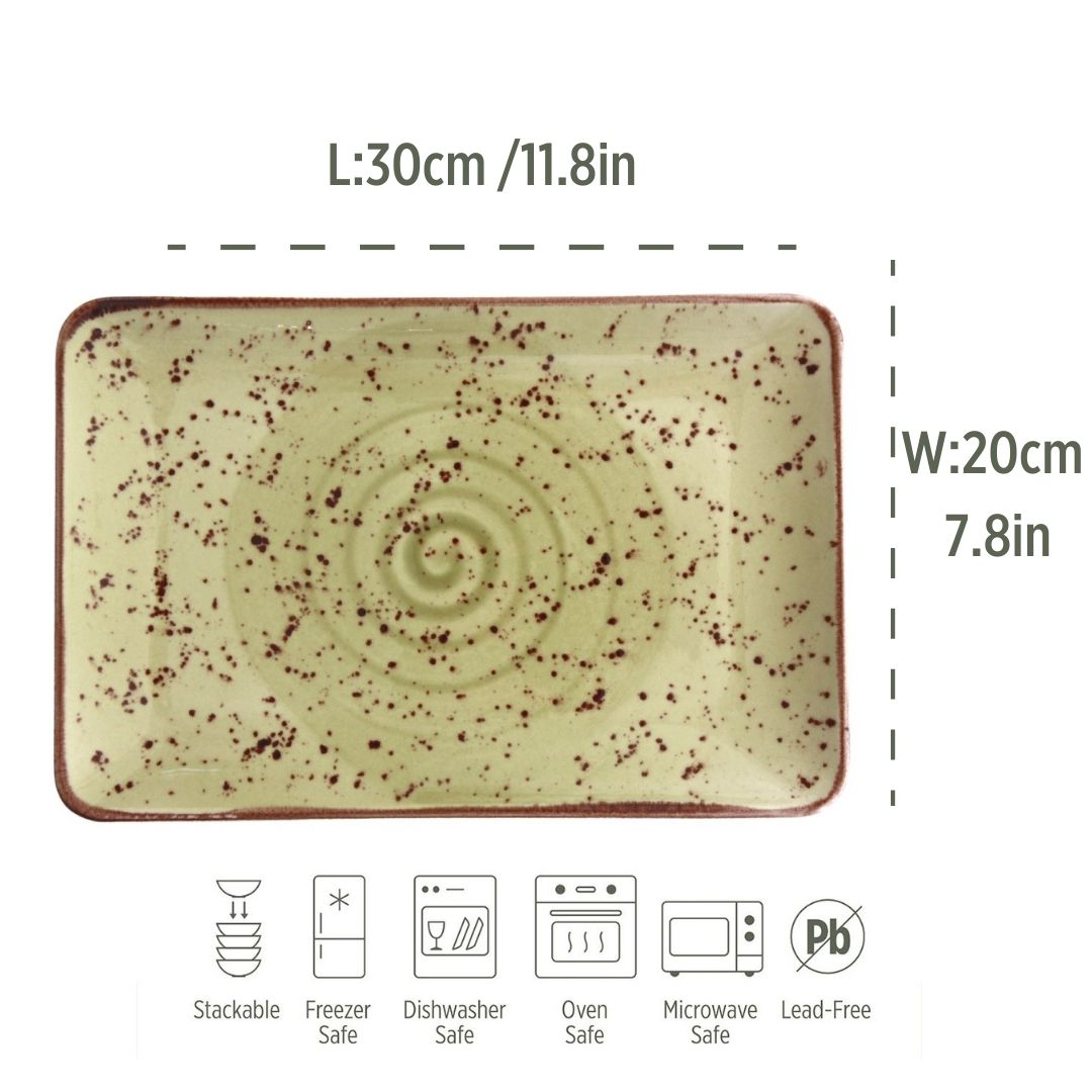 Porcelain Serving Plate&Platter Pebble Pistachio 30cm-1