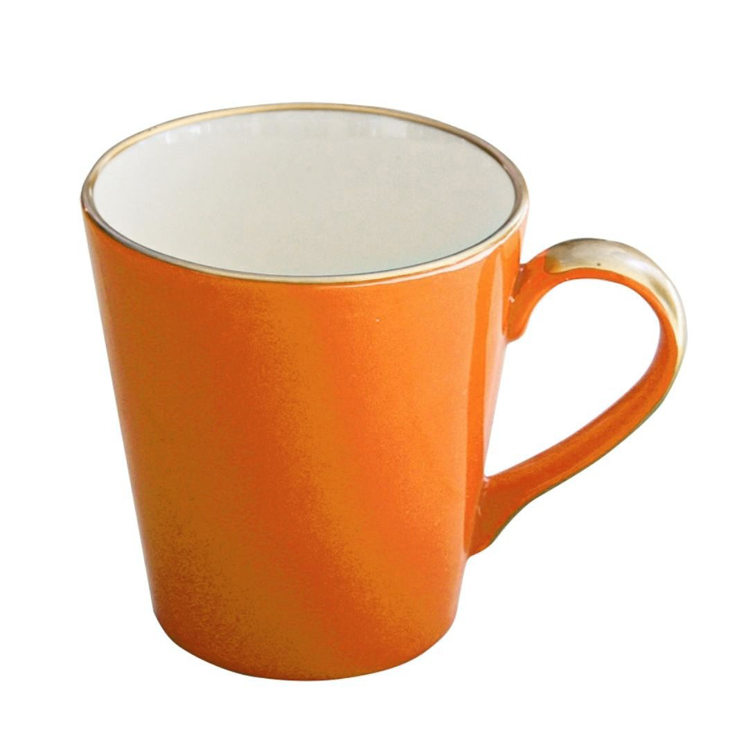 Porcelain Mug Pebble Orange Gold Rimmed 9cm-0