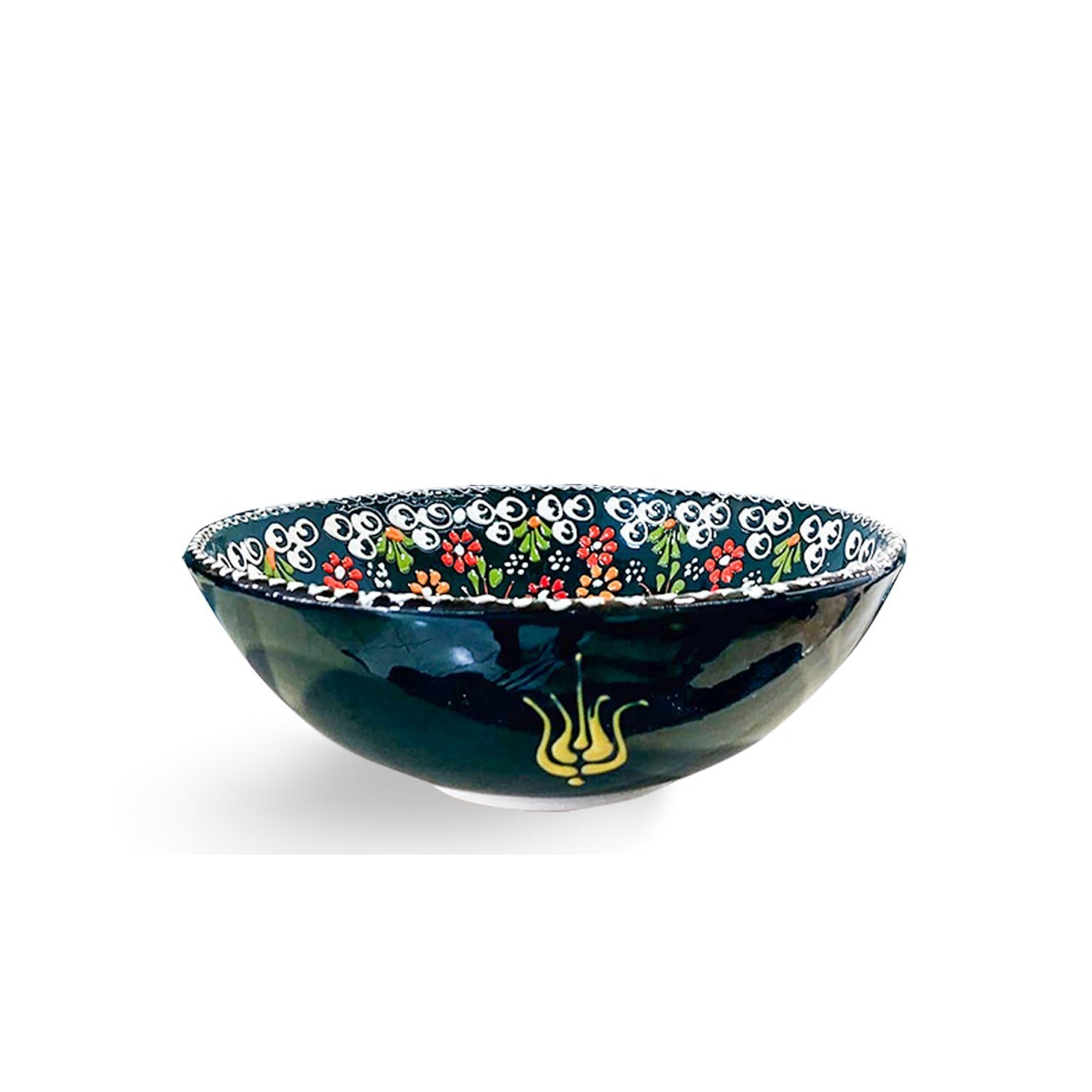 Handmade Ceramic Bowl Mexican Green to Dark Green 21cm-0