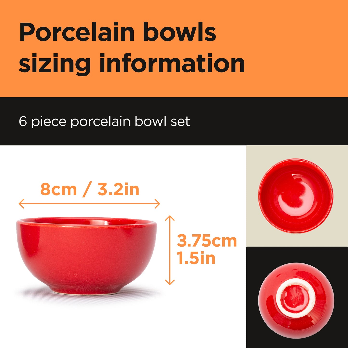 Ceramic Snack&Dip Bowl Matrix Red 8cm-3