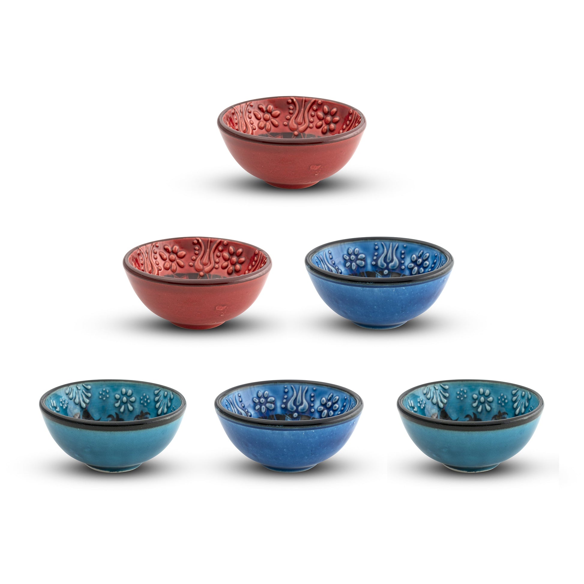 Handmade Ceramic Bowls Set of 6 Multicolour 8cm-0