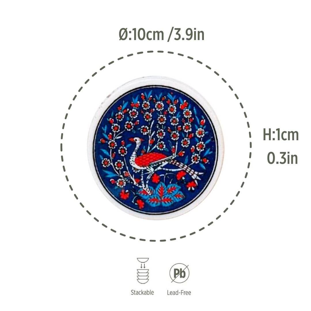 Ceramic Coaster Peacock Navy 10cm-4