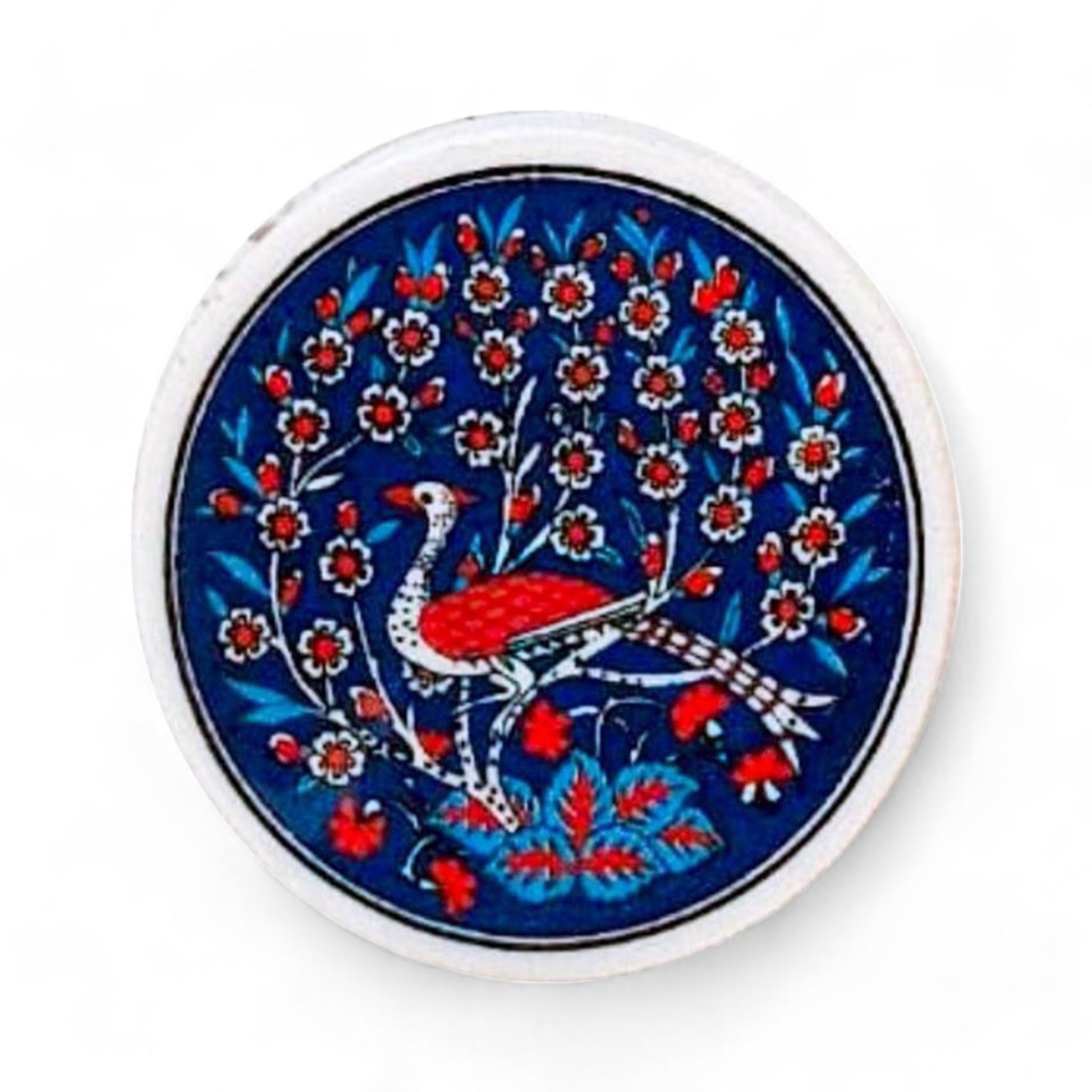 Ceramic Coaster Peacock Navy 10cm-0