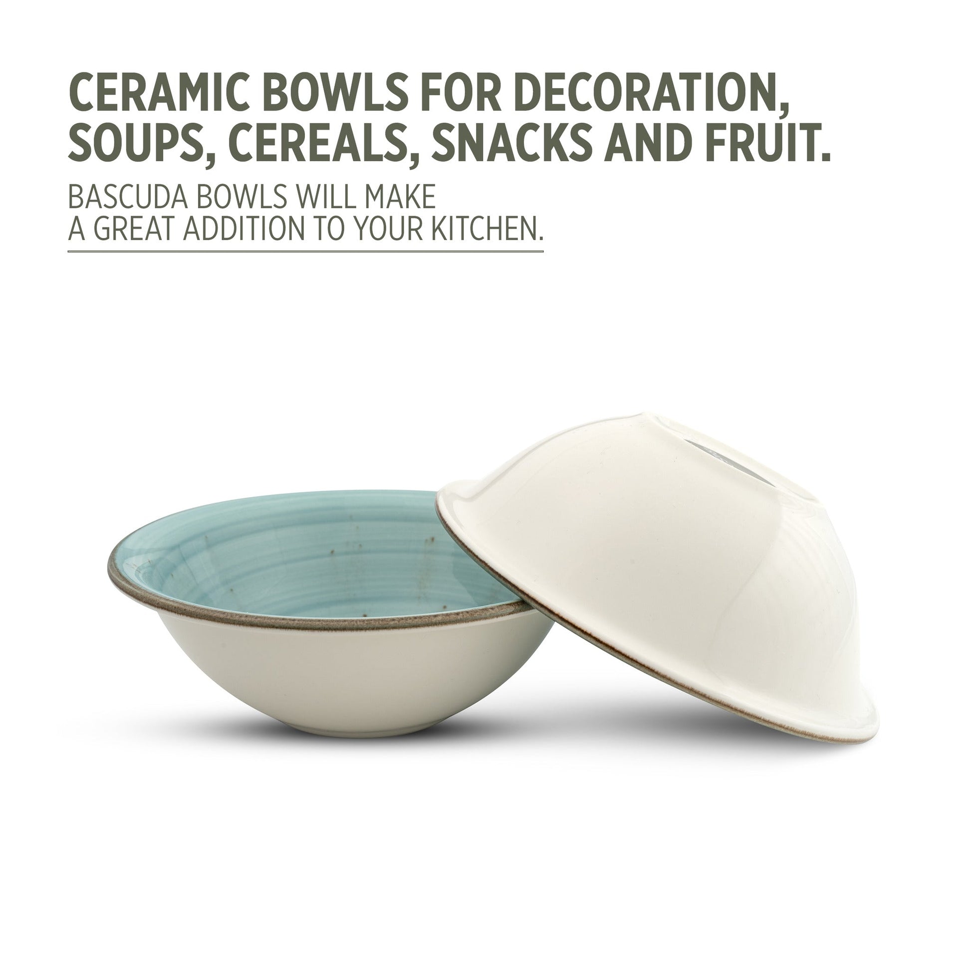 Porcelain Soup-Cereal Bowls Set of 4 Pebble Sea Green 18cm-4