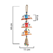 Ceramic Wall Decoration with Hanging Owl Trio, Multicolour-1