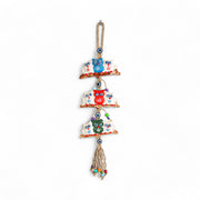 Ceramic Wall Decoration with Hanging Owl Trio, Multicolour-2