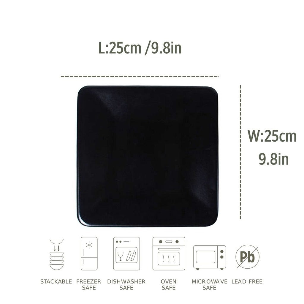 Ceramic Serving Plate&Platter Black Pearl Black 25cm-4