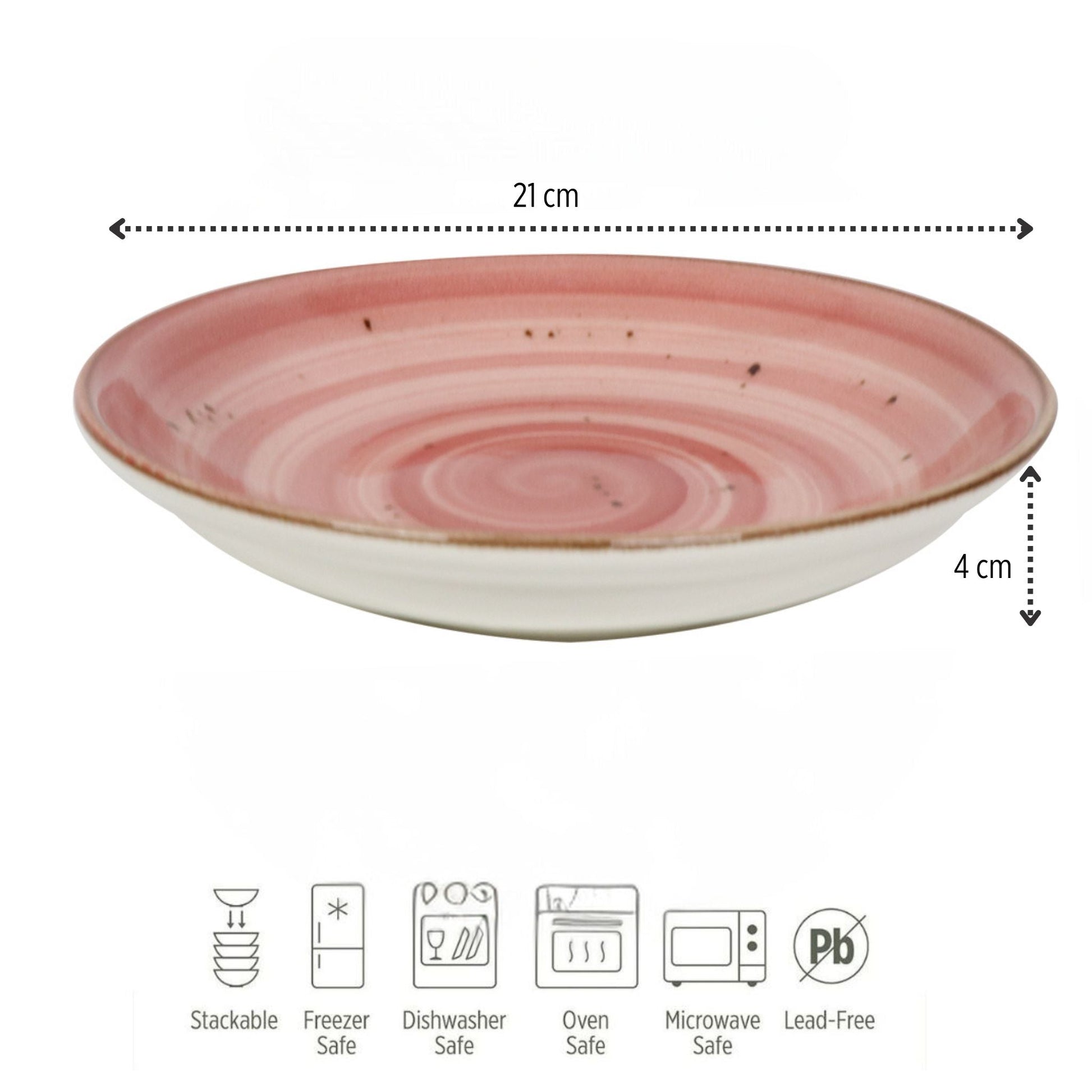 Porcelain Pasta Plates Pebble Pink 21cm-2