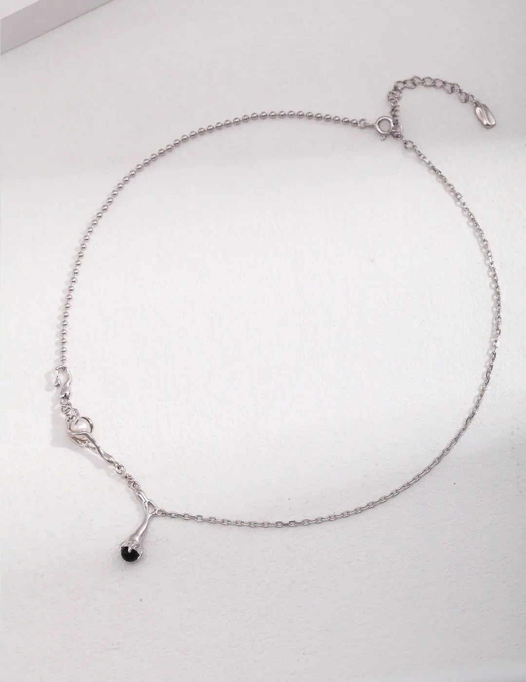 Natural Branch Style Pearl And Black Onyx Necklace-1