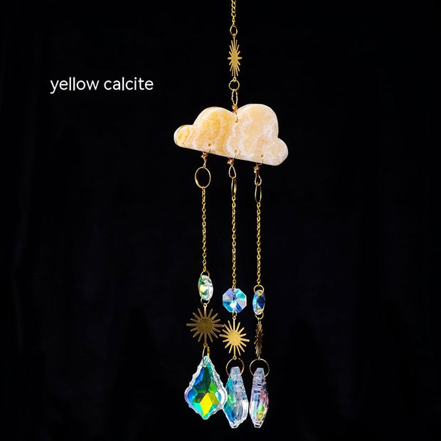 Natural Crystal Agate Cloud Sun Catcher Ornaments Window Sill Forest Garden Wind Chimes Color Lighting Pendant - Memoriex 