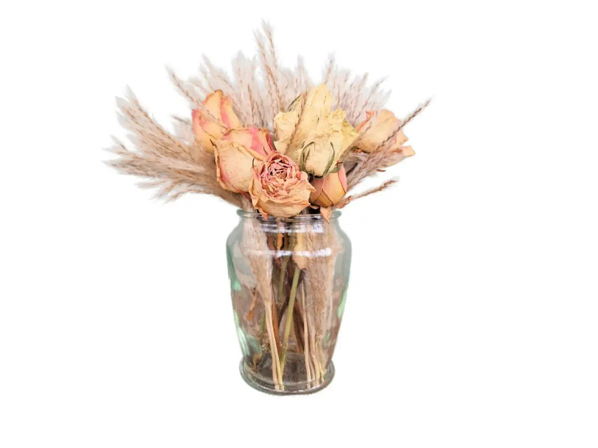 Natural Dried Roses & Pampas Grass Bouquet - Memoriex 