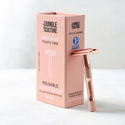 Rose Gold or Black Reusable Safety Razors w/ Natural Jute Travel Bag-5