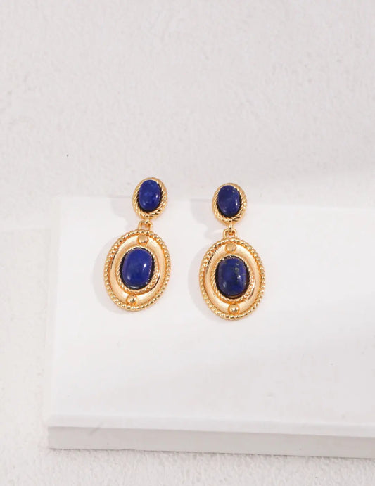 Natural Lapis Lazuli Dangle Earrings - Memoriex