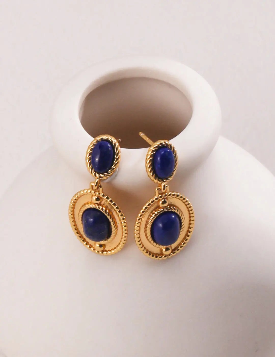 Natural Lapis Lazuli Dangle Earrings - Memoriex