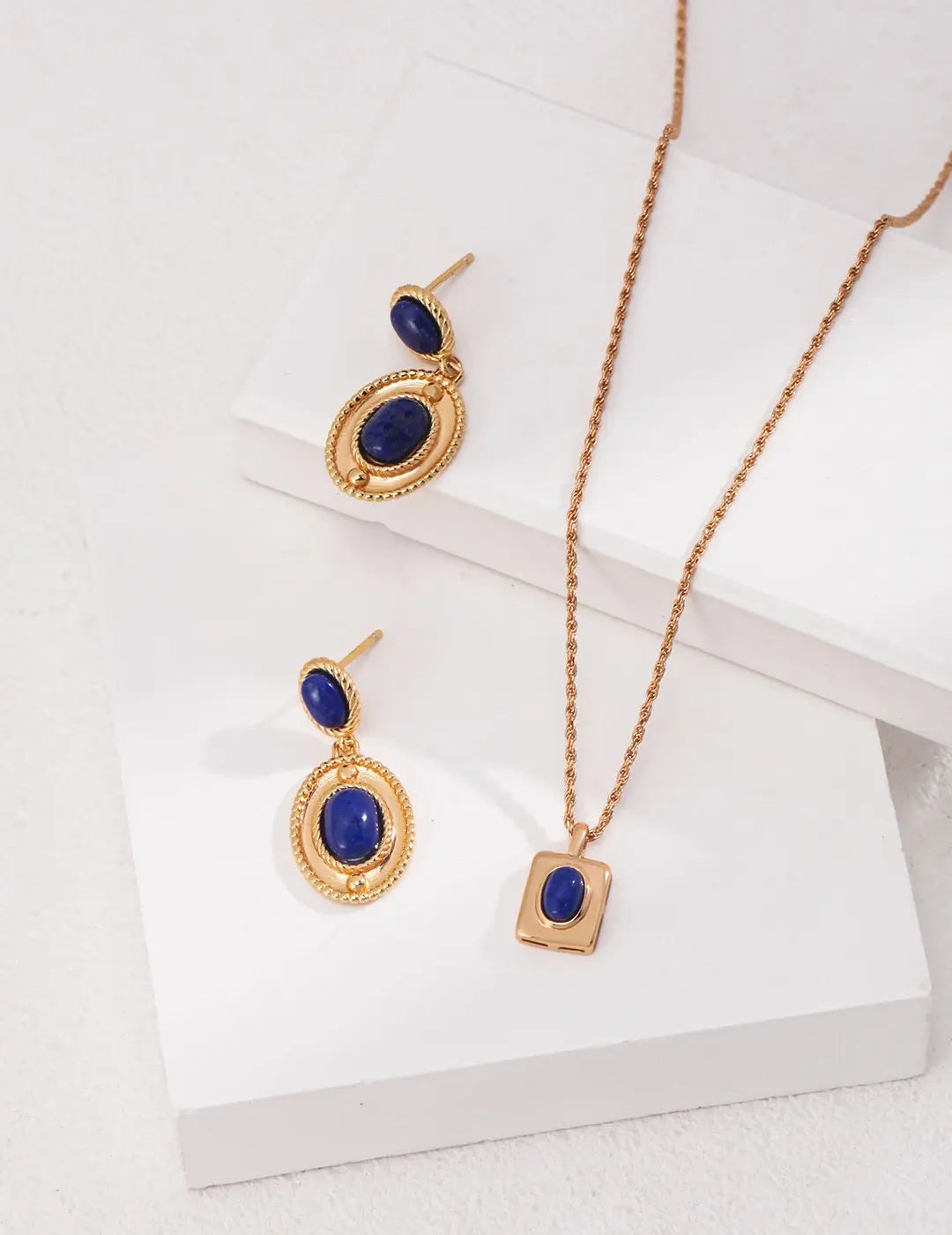 Natural Lapis Lazuli Dangle Earrings - Memoriex