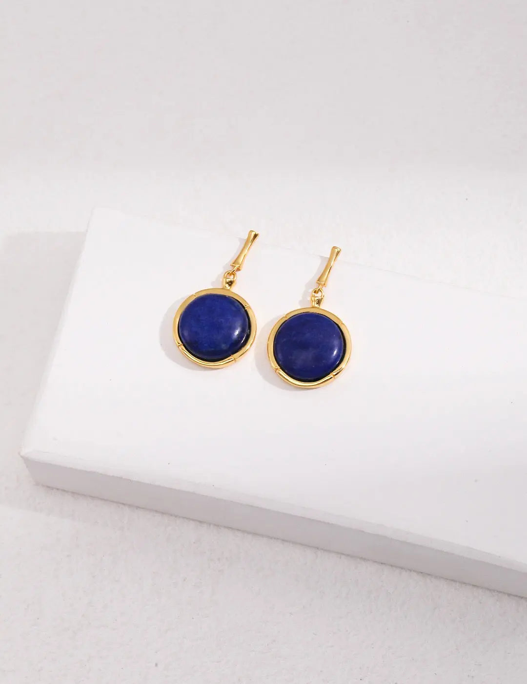 Natural Lapis Lazuli Stone Round Earrings-0