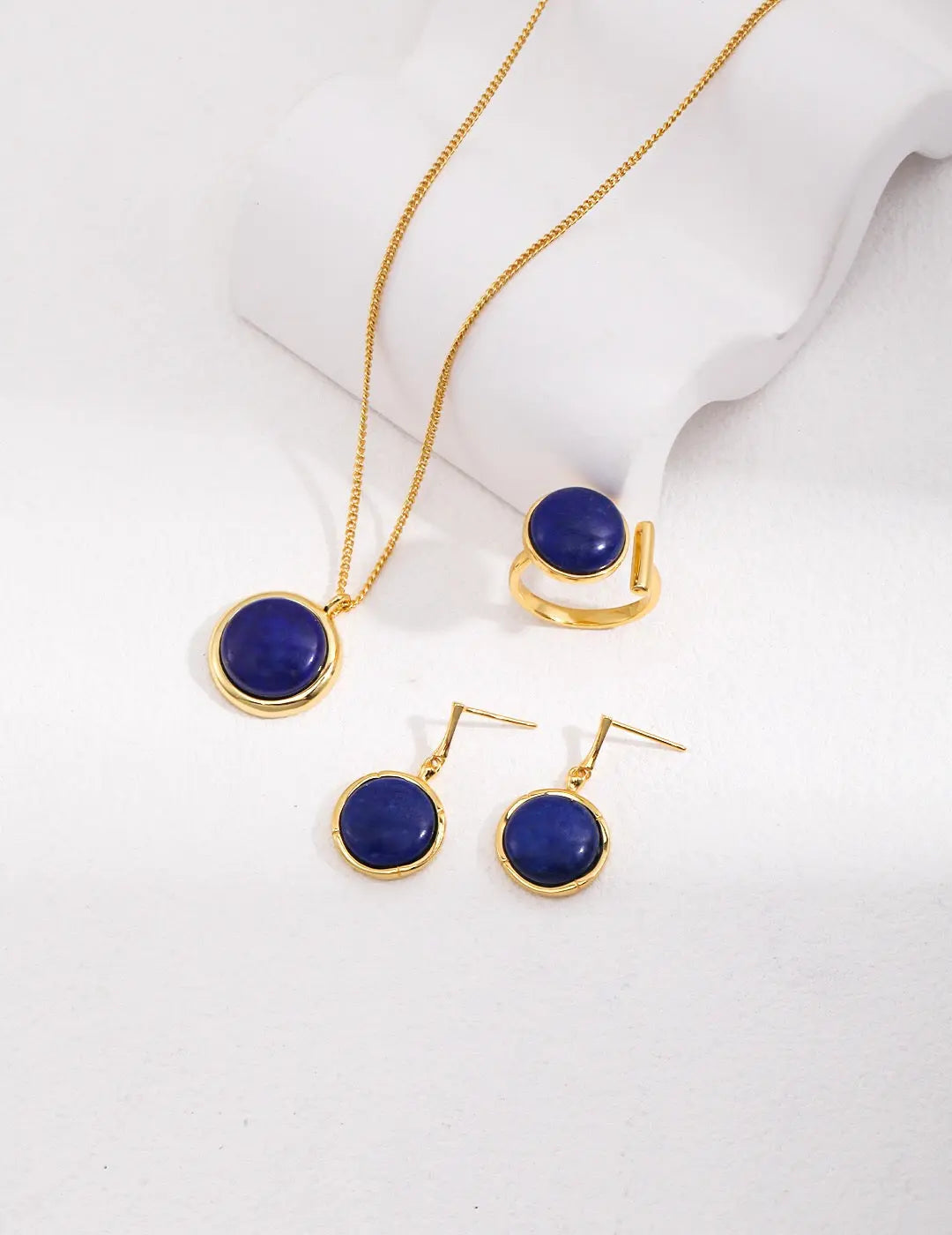 Natural Lapis Lazuli Stone Round Earrings-1