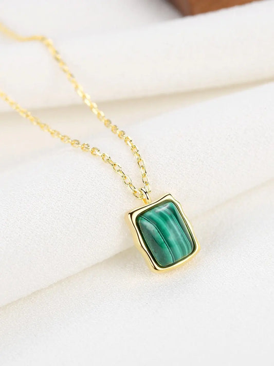 Natural Malachite Pendant Necklace - Memoriex