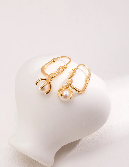 Natural Pearl Drop Earrings-0