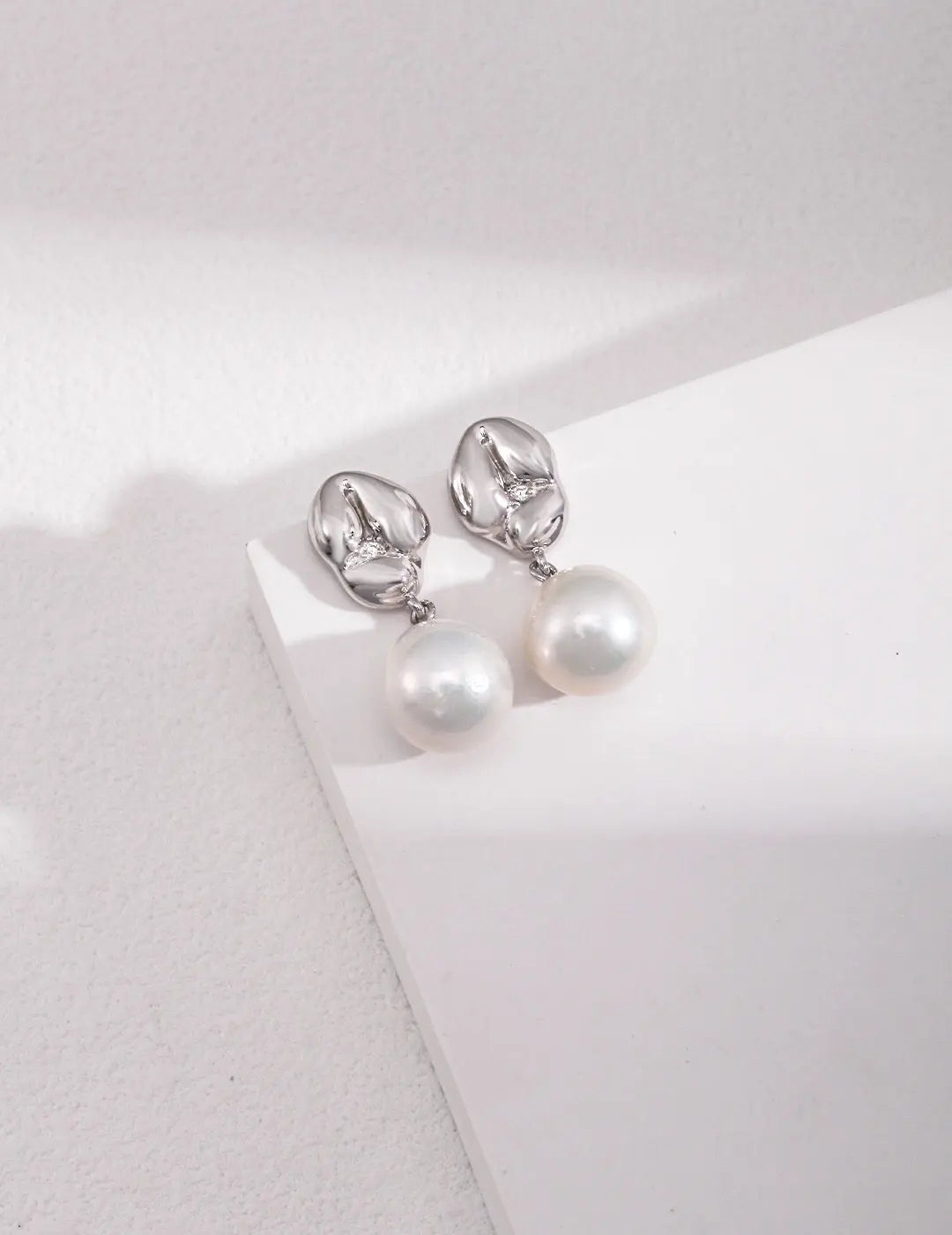 Natural Pearl Zircon Drop Earrings-3