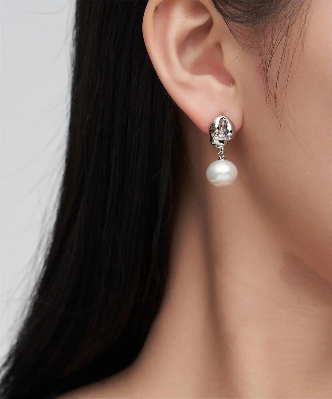 Natural Pearl Zircon Drop Earrings-4