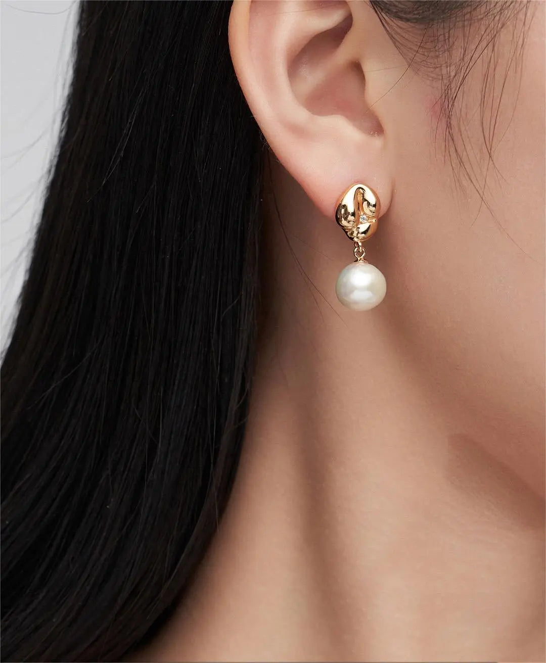 Natural Pearl Zircon Drop Earrings-5