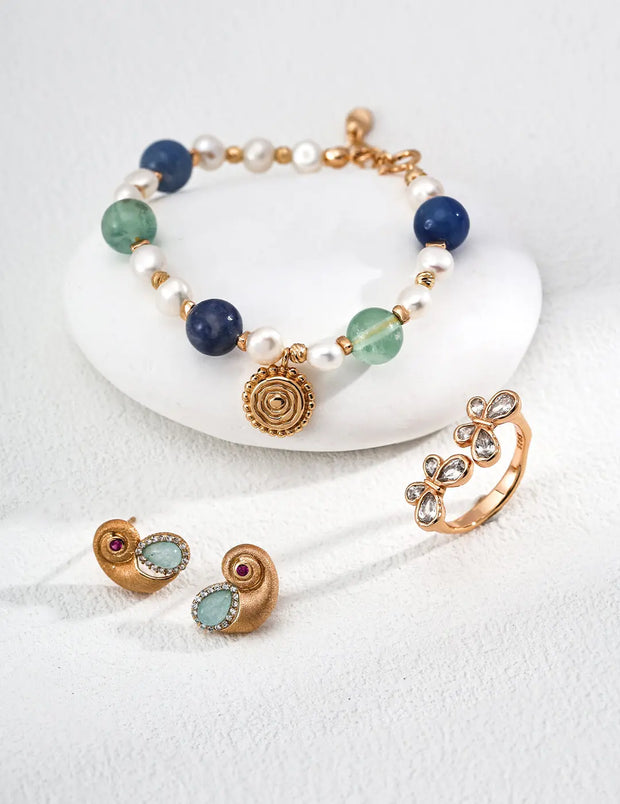 Natural Pearl & Fluorite Bracelet-3