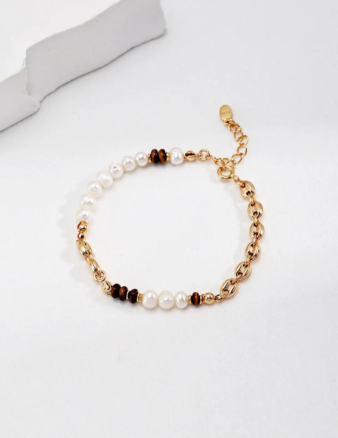 Natural Tiger With Freshwater Pearl Bracelet - Memoriex