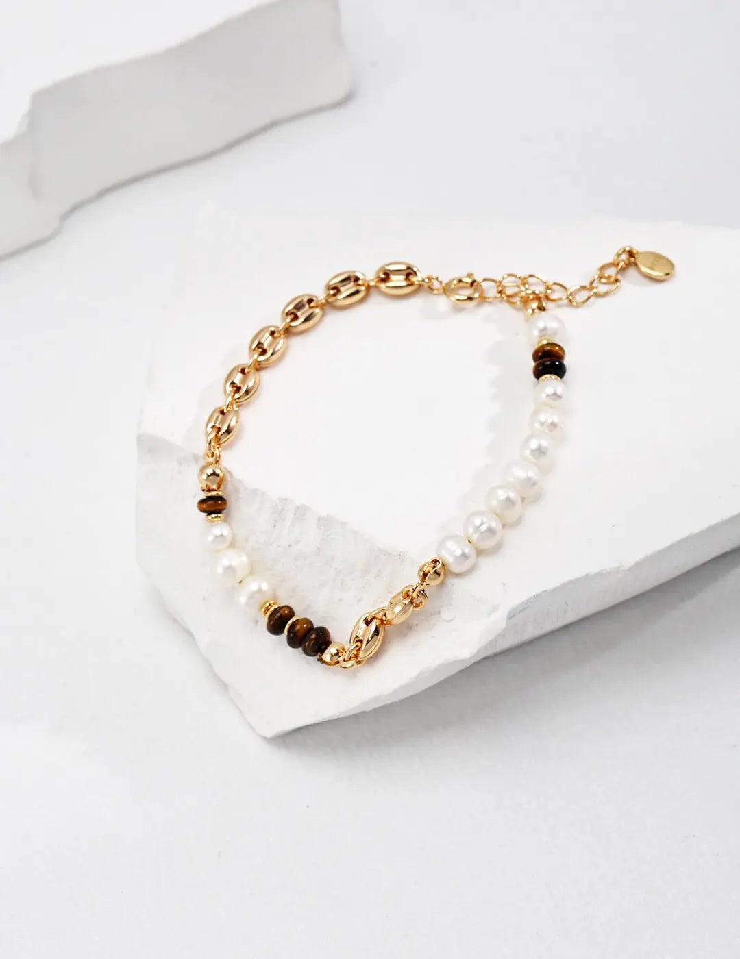 Natural Tiger With Freshwater Pearl Bracelet - Memoriex