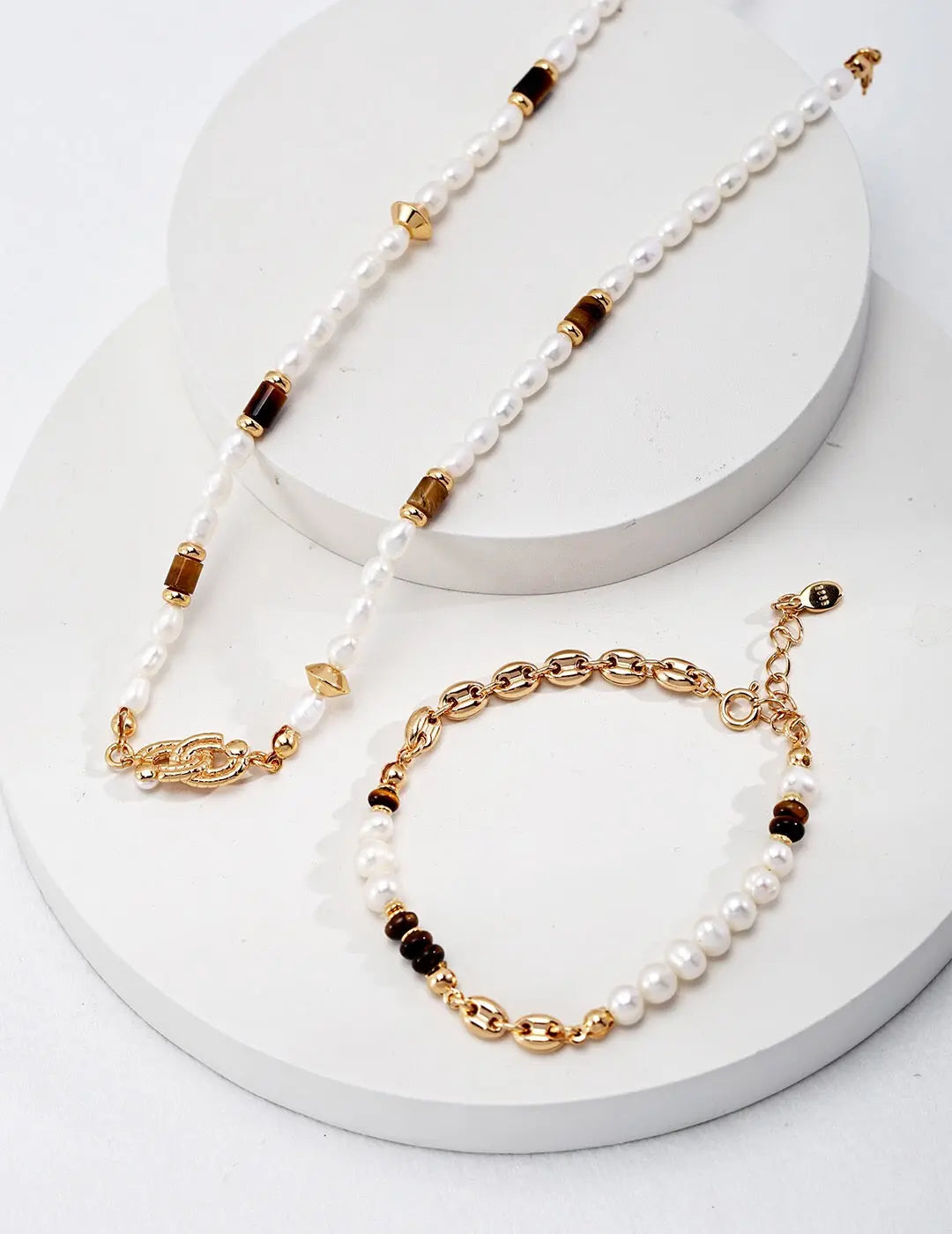 Natural Tiger With Freshwater Pearl Bracelet - Memoriex