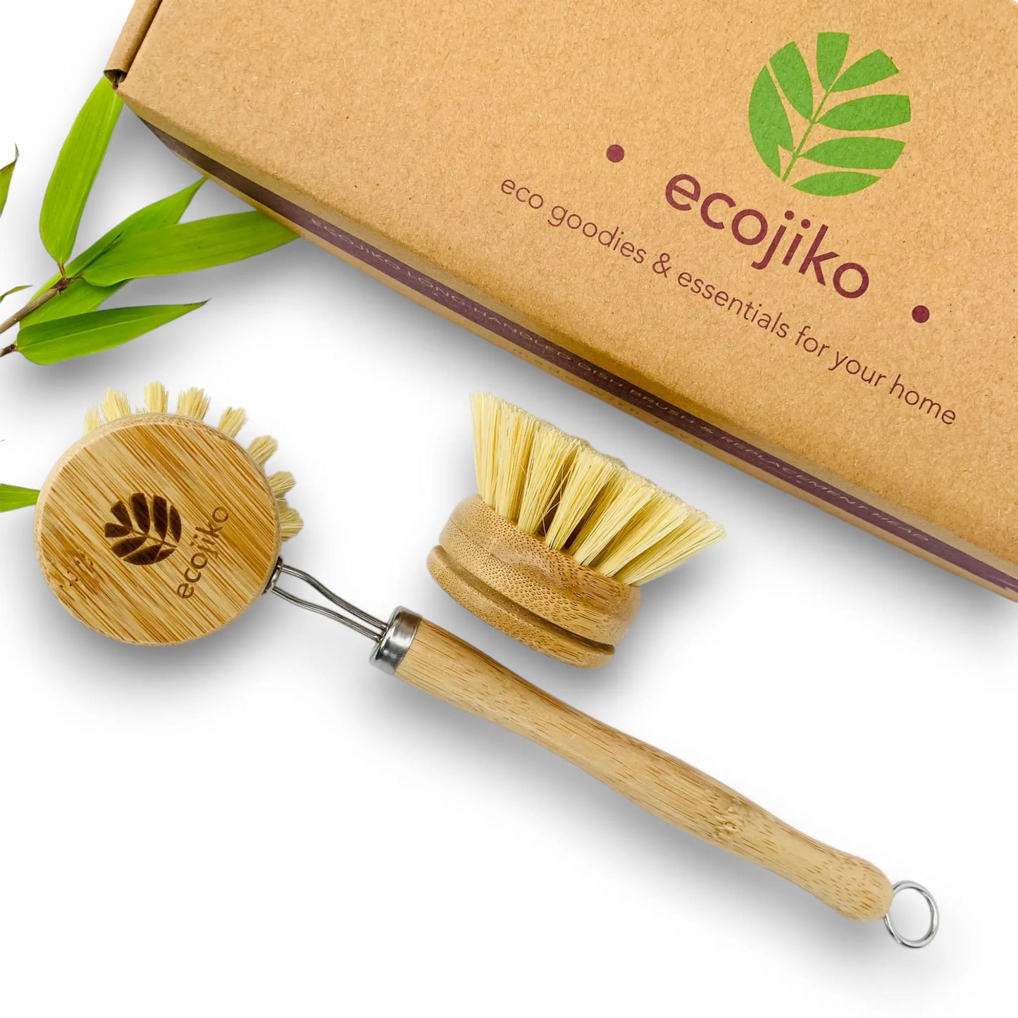 Natural Wooden Dish Brush with Replaceable Head | Natural Kitchen Washing Up Brush with Plant Based Bristles and Detachable Head-0