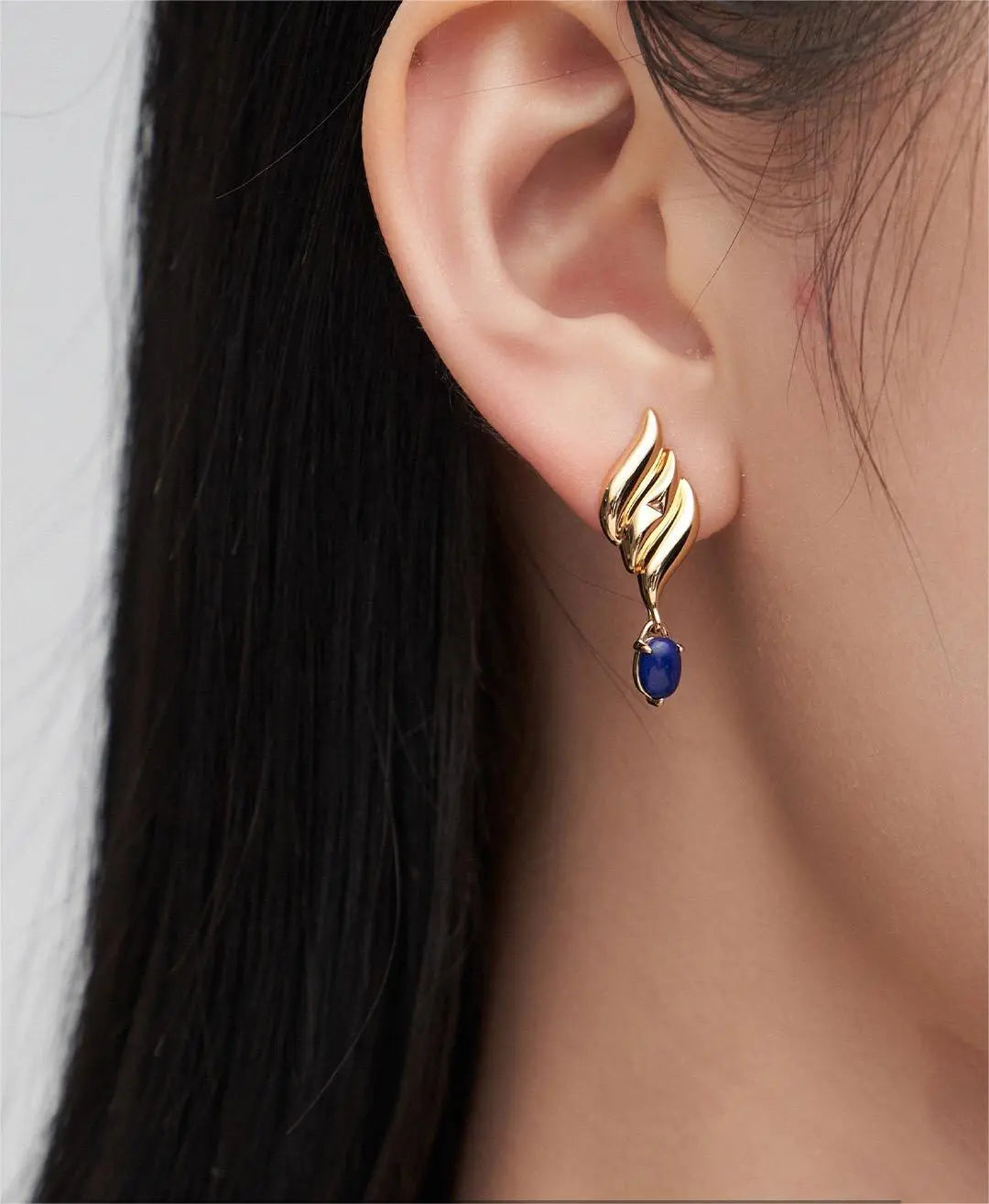 Natural lapis lazuli Asymmetrical Earrings-2