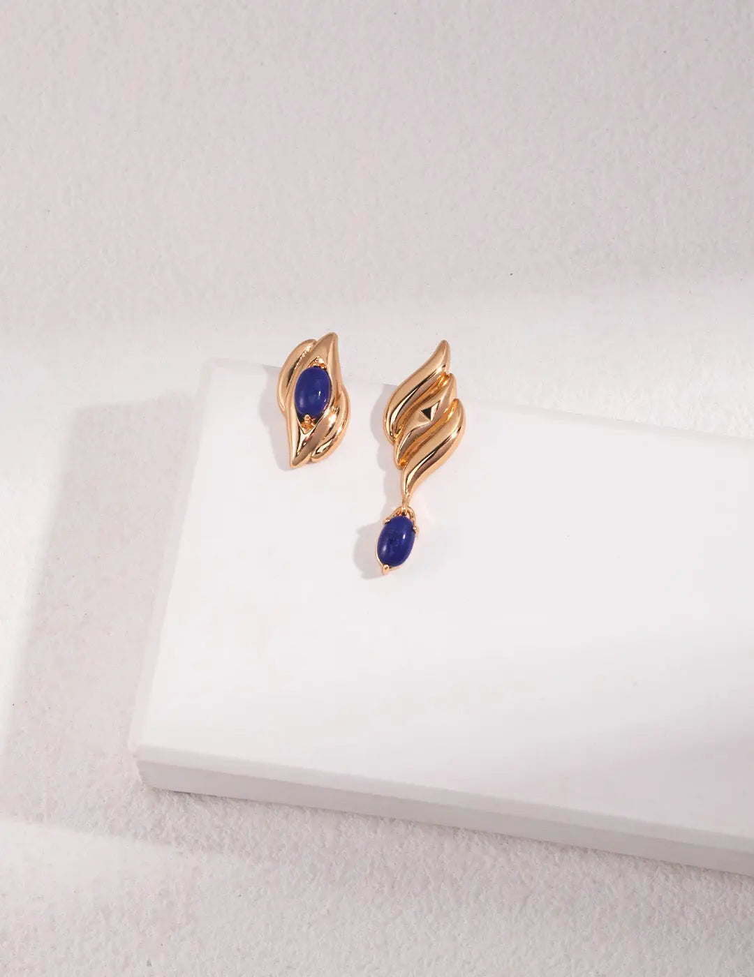 Natural lapis lazuli Asymmetrical Earrings-0