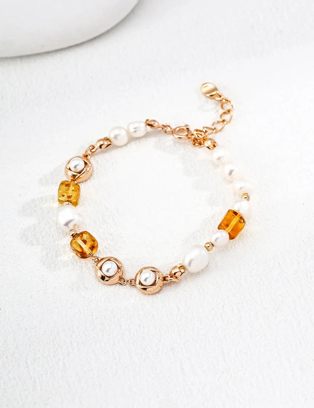 Nature’s Grace Amber & Pearl Bracelet-0