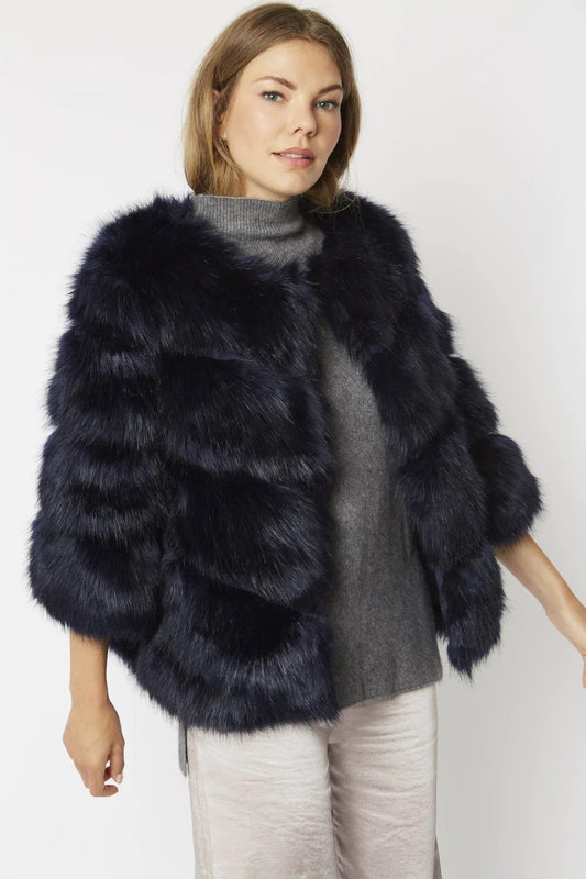 Navy Faux Fur Ella Coat-0