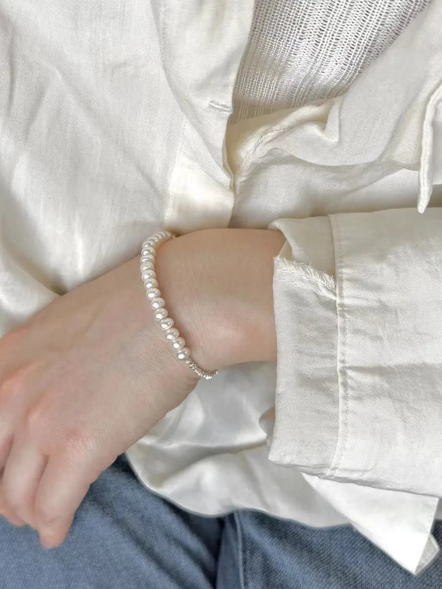 Broken Silver Natural Pearl Bracelet / Necklace-7