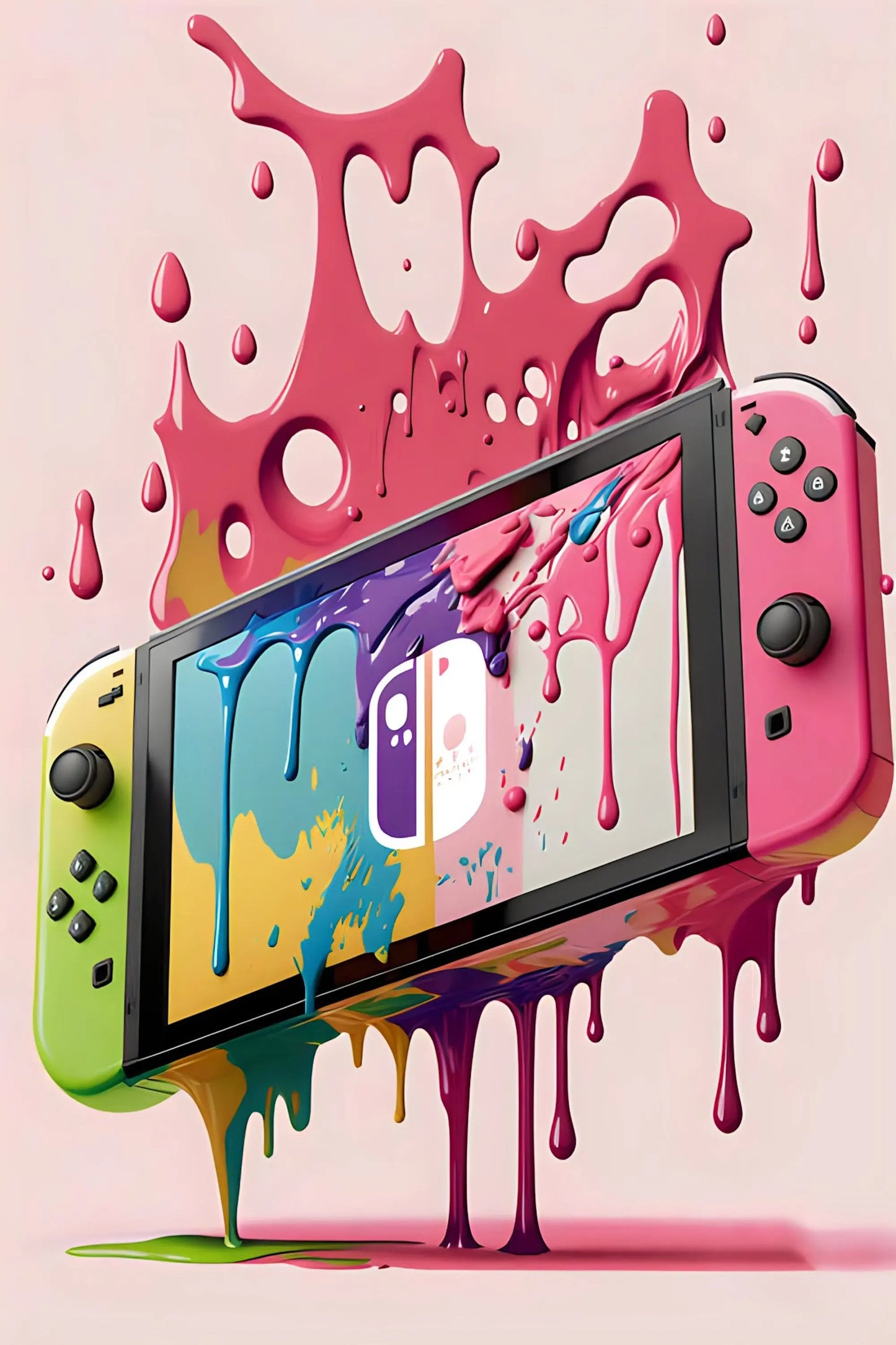 Poster Gamer Playstation Controller Nintendo Switch Kopfhörer I 80er Jahre Bunt Punk Neon I Wand Deko I Esports Spiel Deko Print ohne Rahmen-6