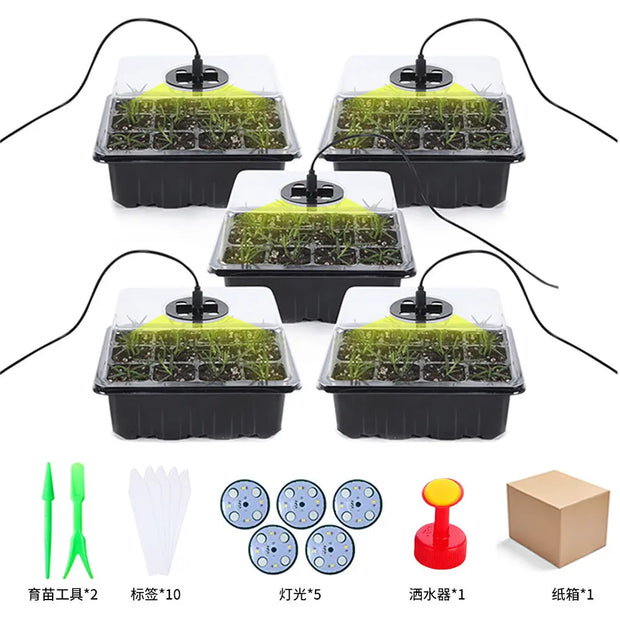 New 6/12 Hole Breathable Light Seedling Box Three Piece Gardening Vegetable Maintenance Seedling Cover Plant Grow Faster - Memoriex 
