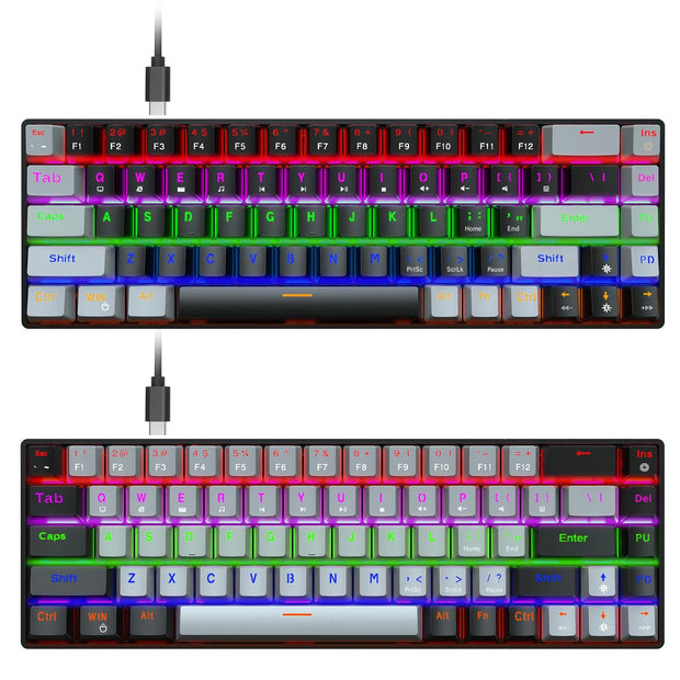 New 68 key RGB luminous esports game with blue and red axis mechanical keyboard laptop MAC 60% - Memoriex 
