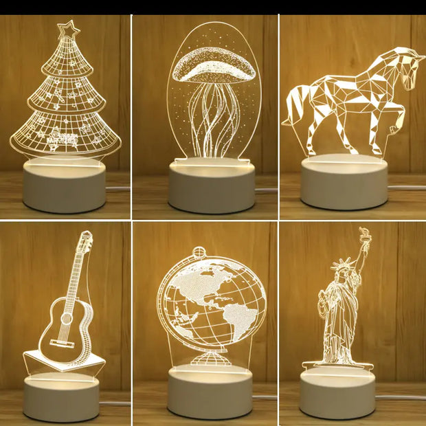 New Acrylic The neon lights 3D stereo Night light Small table lamp Bedside lamp LED lamp Birthday festival children decorate - Memoriex 