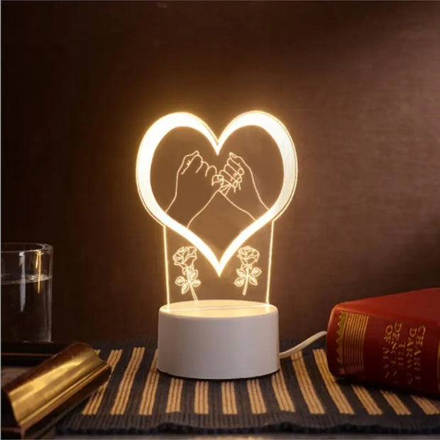New Acrylic The neon lights 3D stereo Night light Small table lamp Bedside lamp LED lamp Birthday festival children decorate - Memoriex 