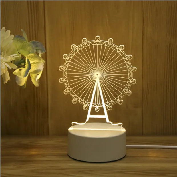 New Acrylic The neon lights 3D stereo Night light Small table lamp Bedside lamp LED lamp Birthday festival children decorate - Memoriex 