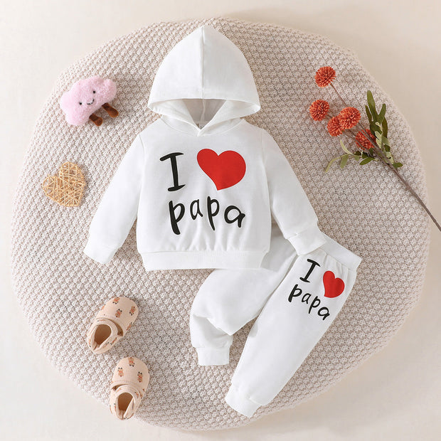 New Baby Love Letter Printed Hoodie Trousers Set - Memoriex 