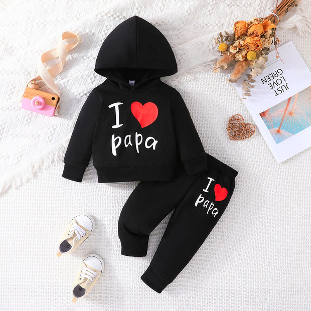 New Baby Love Letter Printed Hoodie Trousers Set - Memoriex 