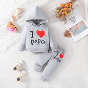 New Baby Love Letter Printed Hoodie Trousers Set - Memoriex 