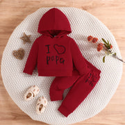 New Baby Love Letter Printed Hoodie Trousers Set - Memoriex 