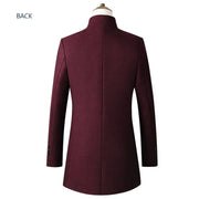 New Brand Autumn Winter 30% Wool Men Thick Coats Stand Collar Male Fashion Wool Blend Jackets Outerwear Smart Casual Trench - Memoriex 