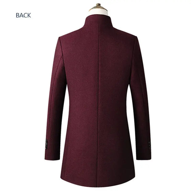 New Brand Autumn Winter 30% Wool Men Thick Coats Stand Collar Male Fashion Wool Blend Jackets Outerwear Smart Casual Trench - Memoriex 